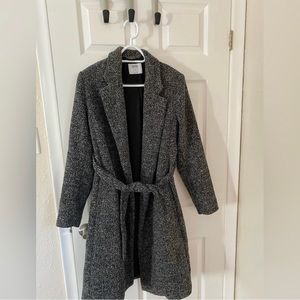 Maternity winter wrap coat in salt and pepper